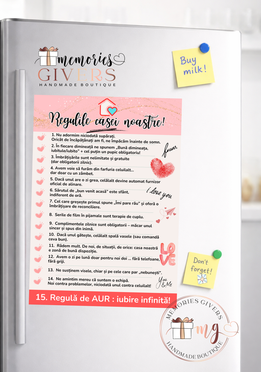 Magnet de frigider A5 "Regulile casei"