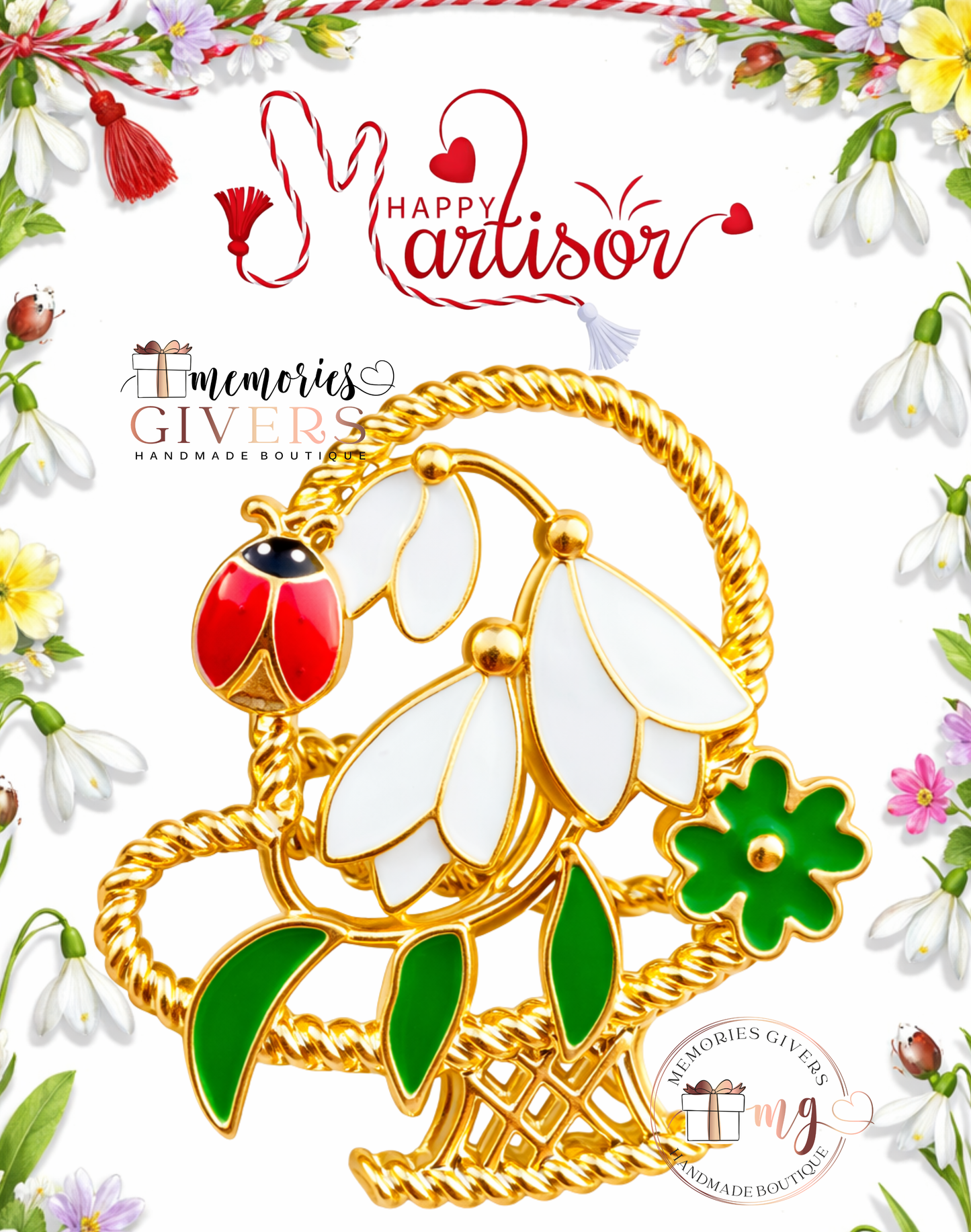 Broșă -COȘ GHIOCEI- cu sau fără mesaj pe spate și ciocolată