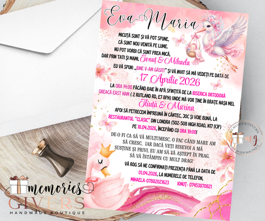 Invitație fetiță lebădă