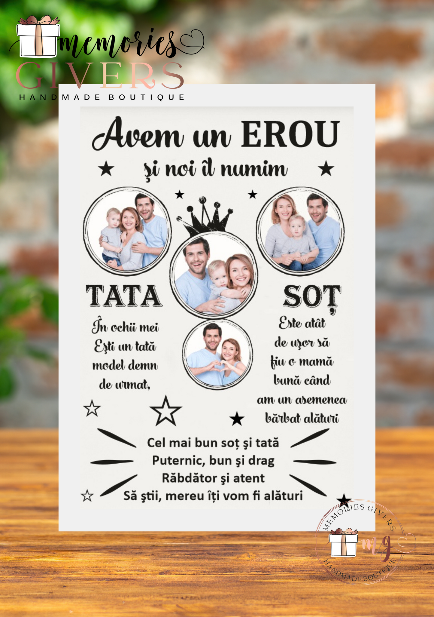 Tabloul A4 cu sau fără sticlă pentru Soț/Tătic