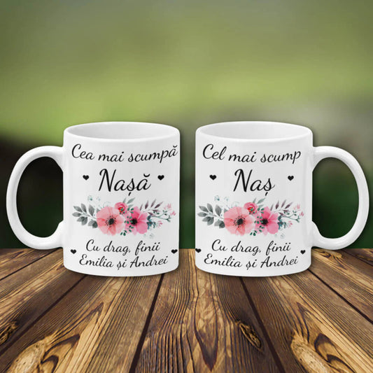 Căni personalizate pentru Nașii de Cununie