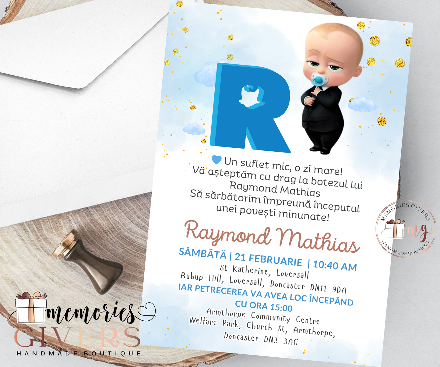 Invitație băiețel Baby BOSS