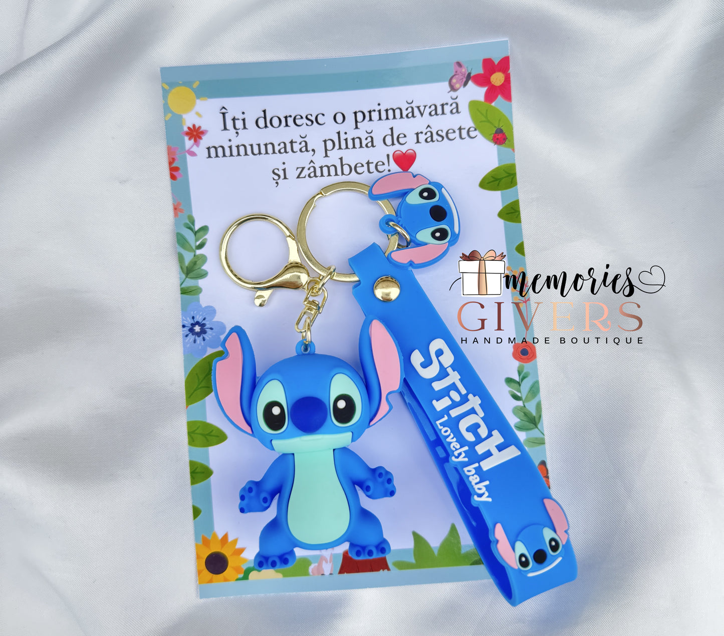 Mărțișor - Breloc pentru COPII, ciocolată Kinder și felicitare 10x15 cm