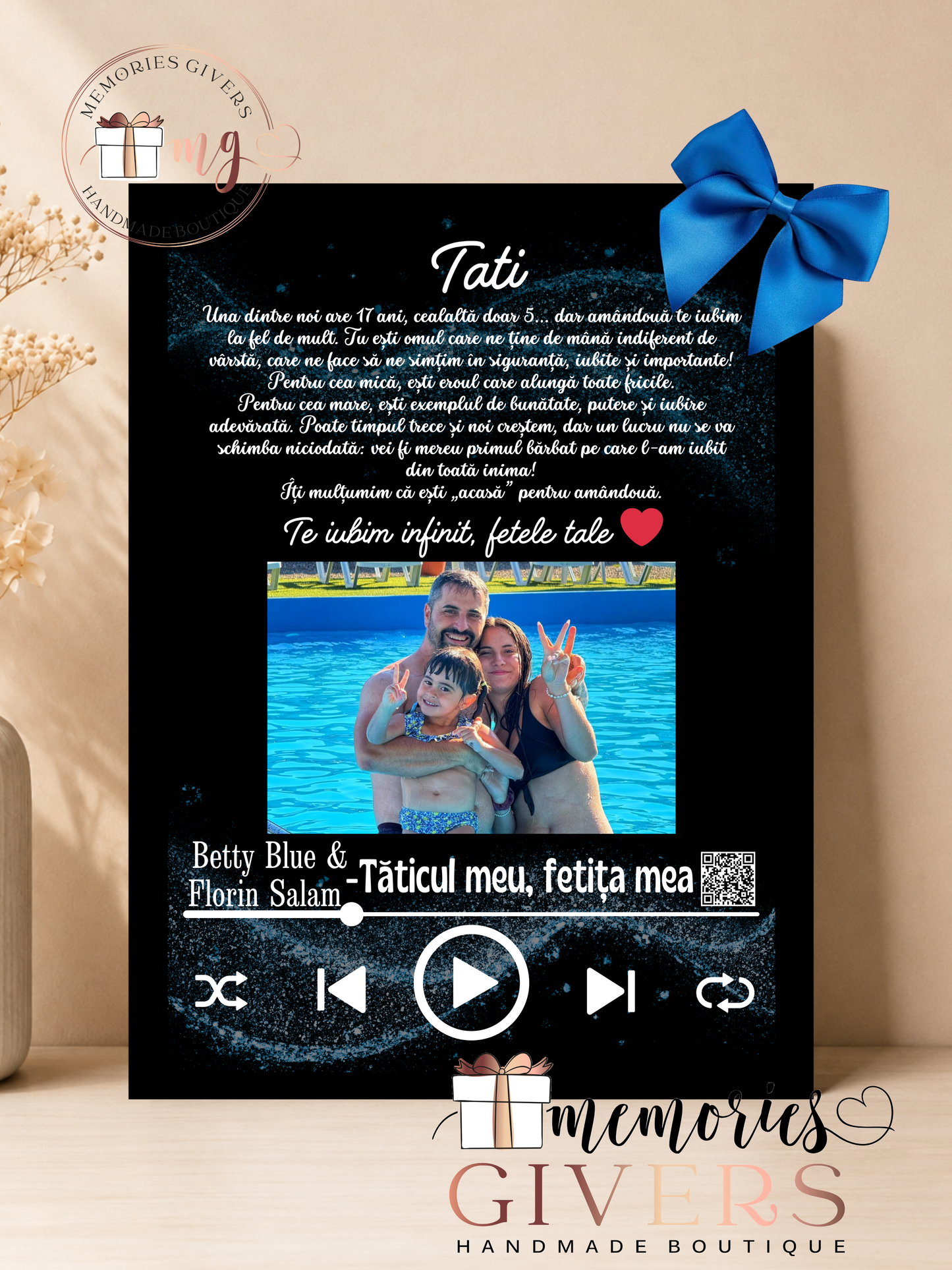 Placă acrilică/tablou A4 cu melodie cu sau fără sticlă