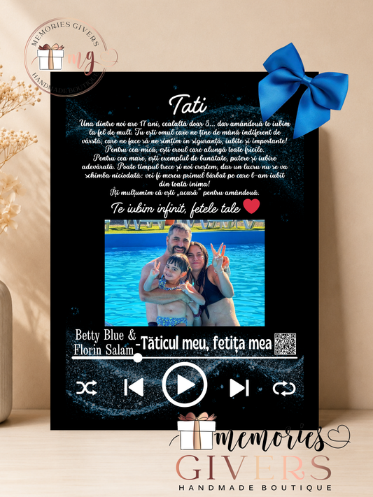 Placă acrilică/tablou A4 cu melodie cu sau fără sticlă