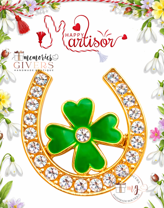 Broșă -POTCOAVĂ- cu sau fără mesaj pe spate și ciocolată