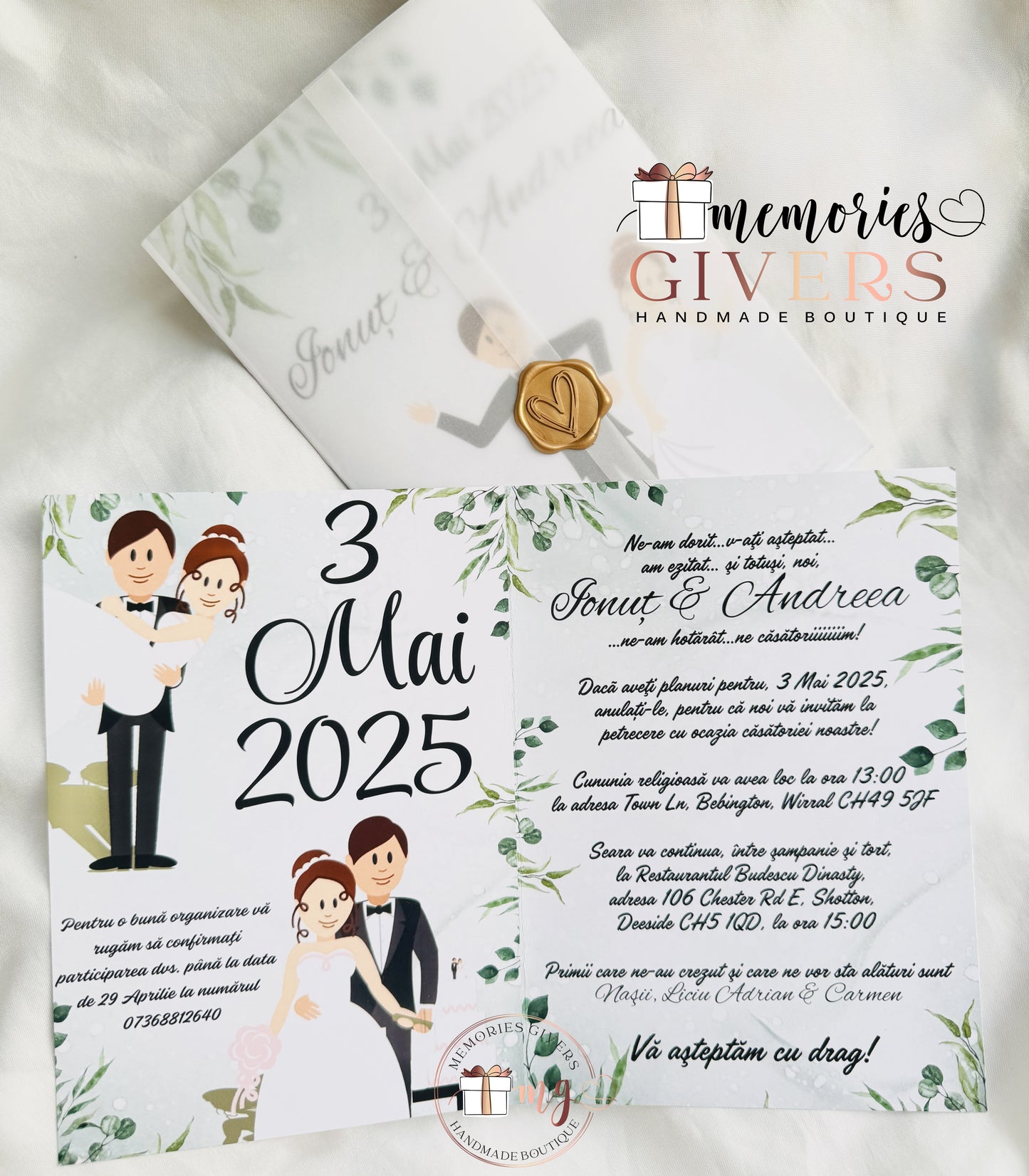 Invitație nuntă tip carte