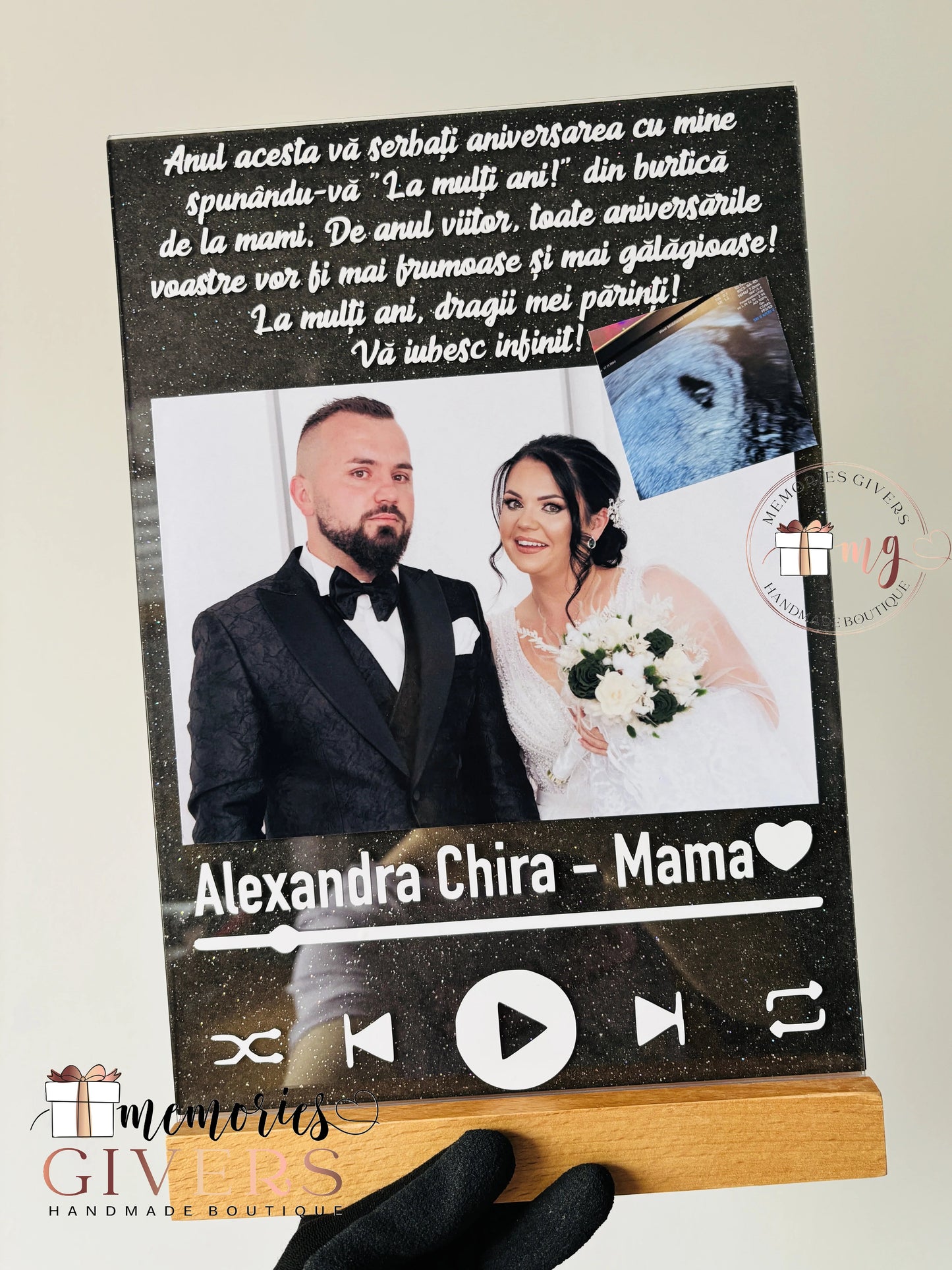 Placă acrilică/tablou A4 cu melodie cu sau fără sticlă