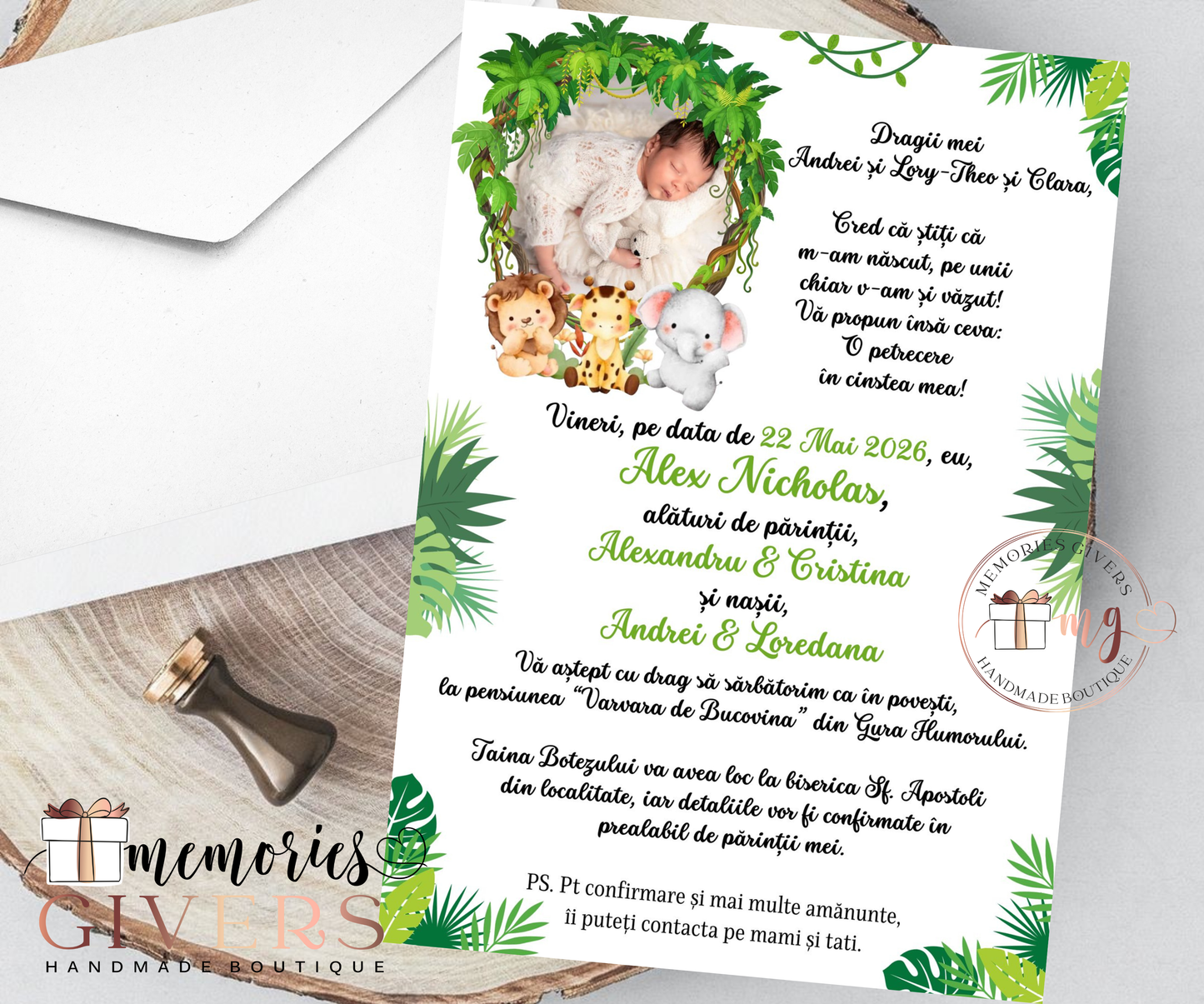 Invitație băiețel Safari