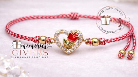 Brățară ajustabilă - INIMĂ cu trandafir