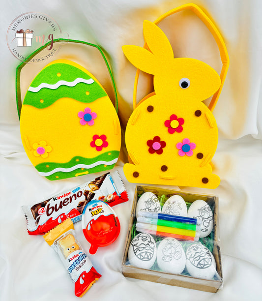 Coșuleț pentru copii cu dulciuri și ouă de colorat