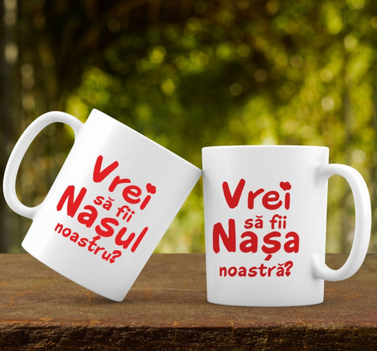 Căni personalizate pentru Nașii de Cununie