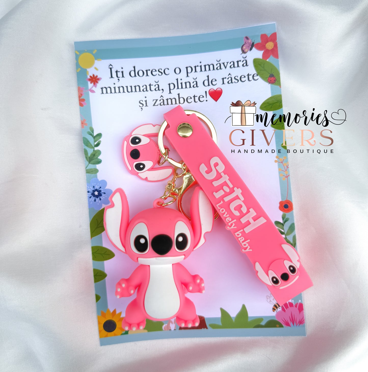 Mărțișor - Breloc pentru COPII, ciocolată Kinder și felicitare 10x15 cm