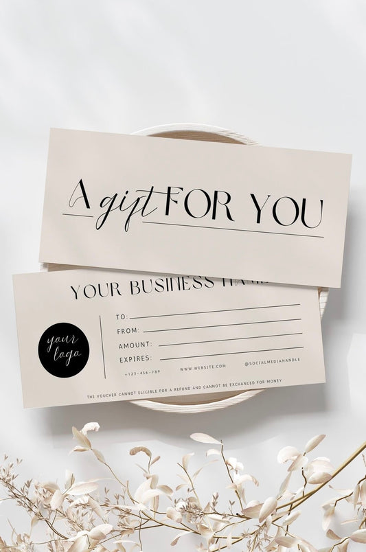 Gift Certificate Card lung 8.5x3.5inch (21.59x8.89cm)