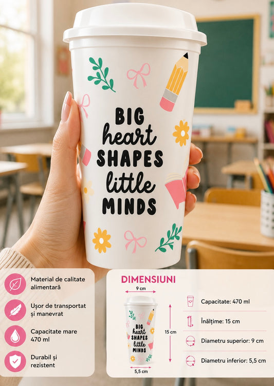 Pahar cu capac din plastic 470ml 15x9cm