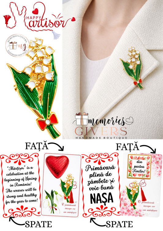 Broșă -LĂCRĂMIOARĂ- cu sau fără mesaj pe spate și ciocolată