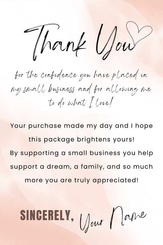 Thank you Note Card 6x4inch (15.24x10.16cm)