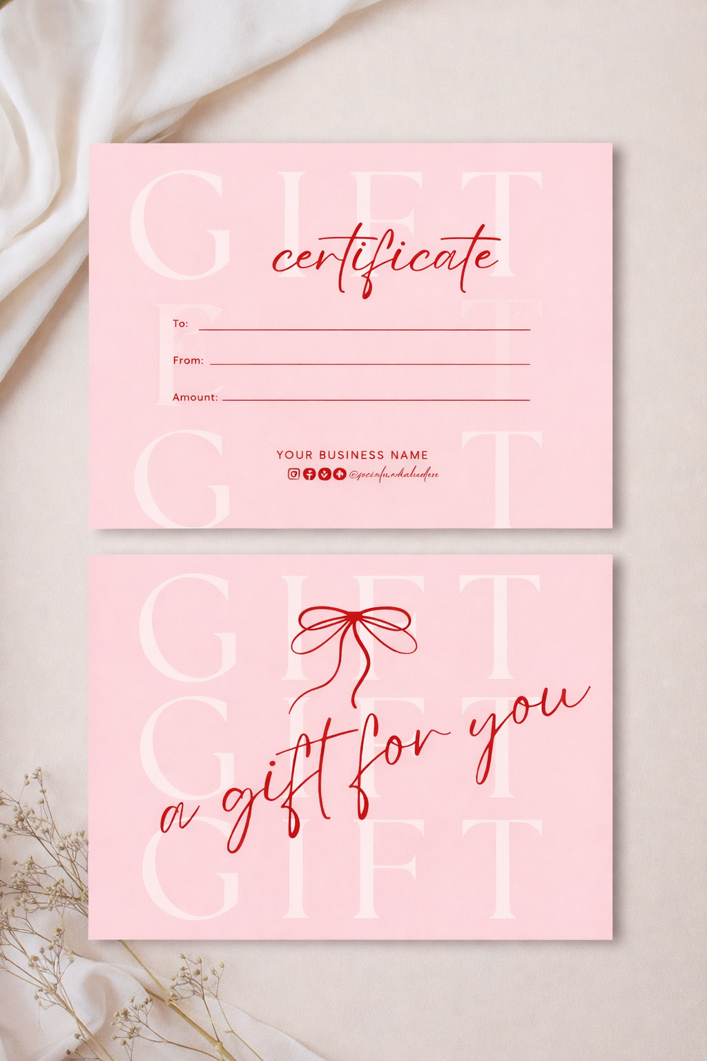 Gift Certificate Card 6x4inch (15.24x10.16cm)
