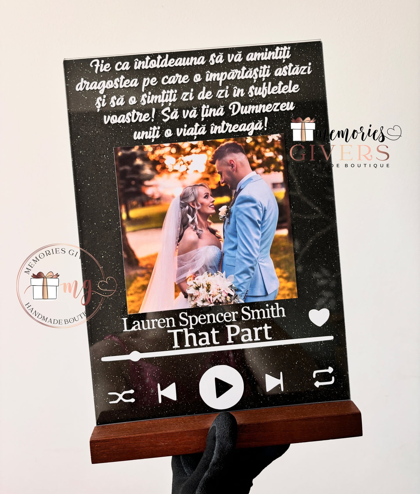 Placă acrilică/tablou A4 cu melodie cu sau fără sticlă