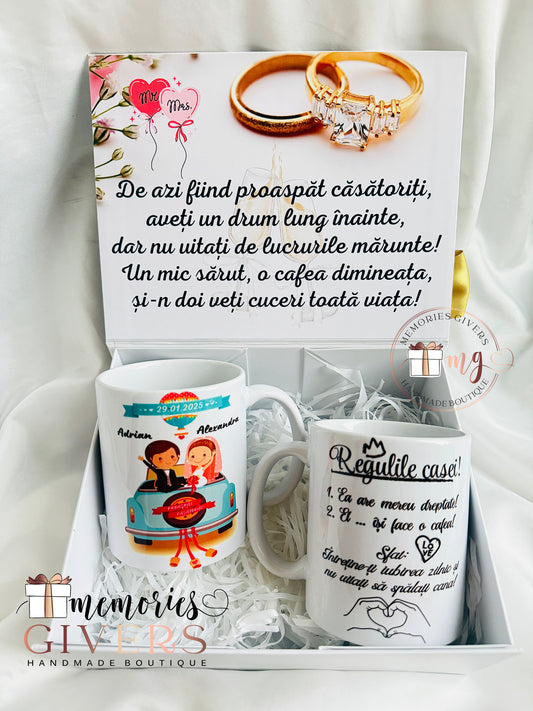 Cutie cu 2 căni pentru "Proaspăt căsătoriți"