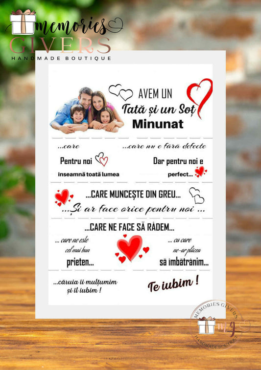 Tabloul A4 cu sau fără sticlă pentru Soț/Tătic