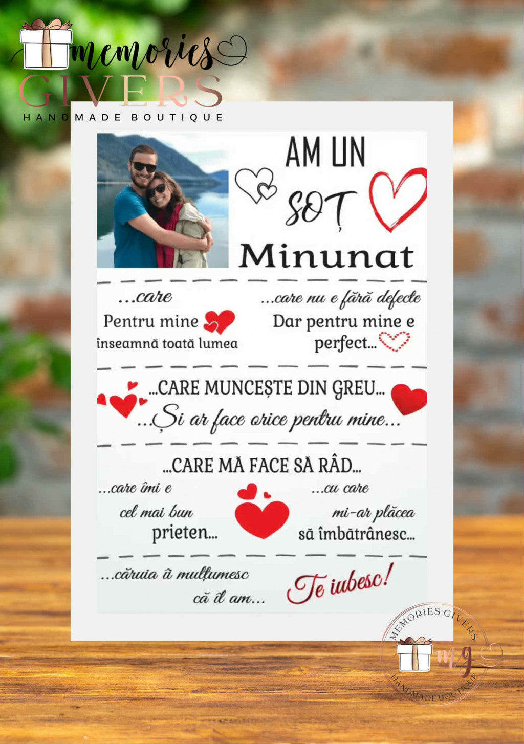 Tabloul A4 cu sau fără sticlă pentru Soț/Tătic