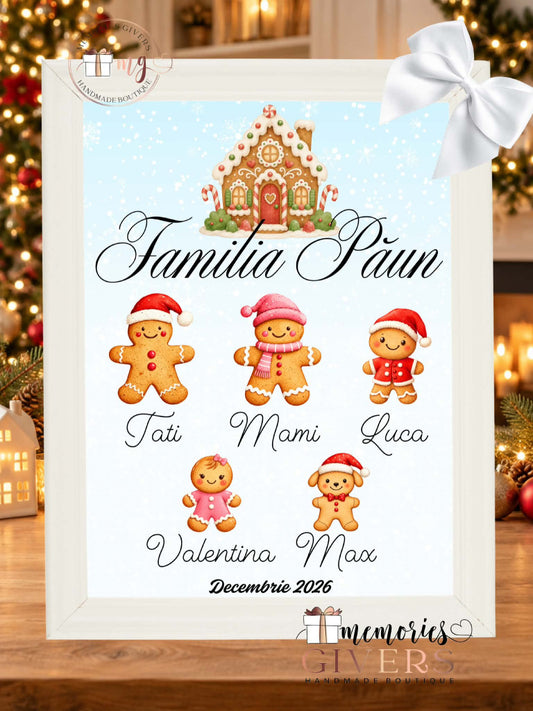 Tablou A4 cu familia de turtă dulce